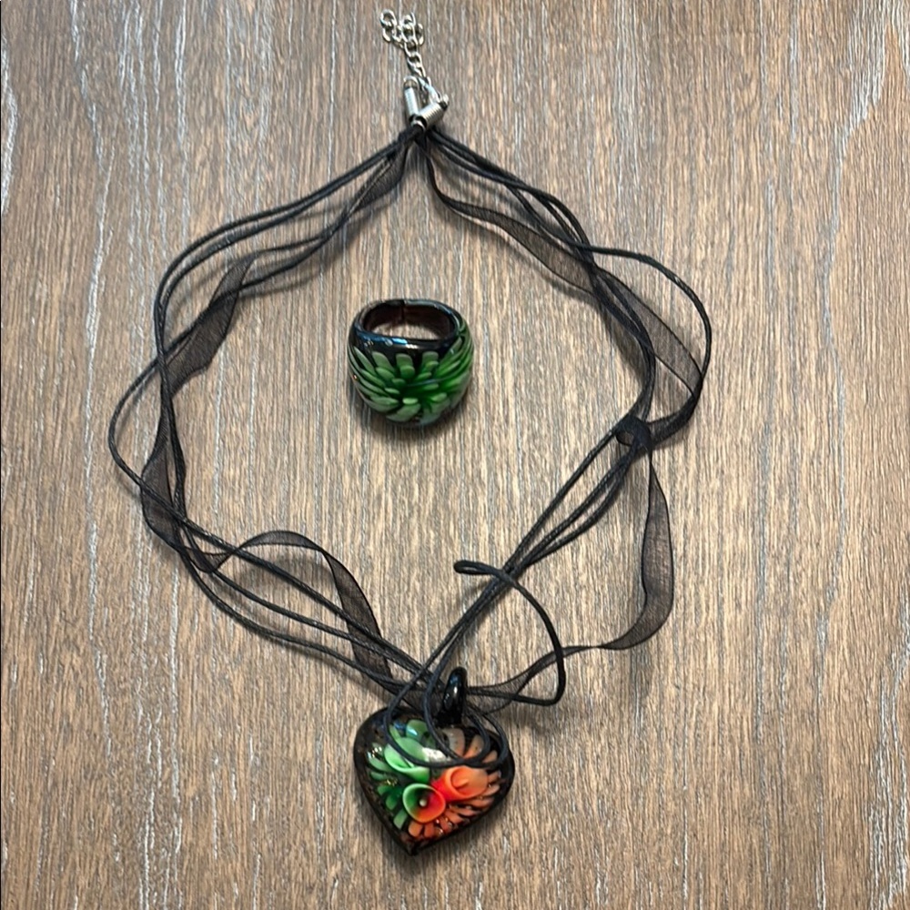 Elegant Black and Green Jewelry Set